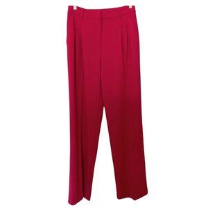CHRISTIAN LACROIX MAGENTA HIGH RISE PINTUCK STRAIGHT LEG PANTS - 4